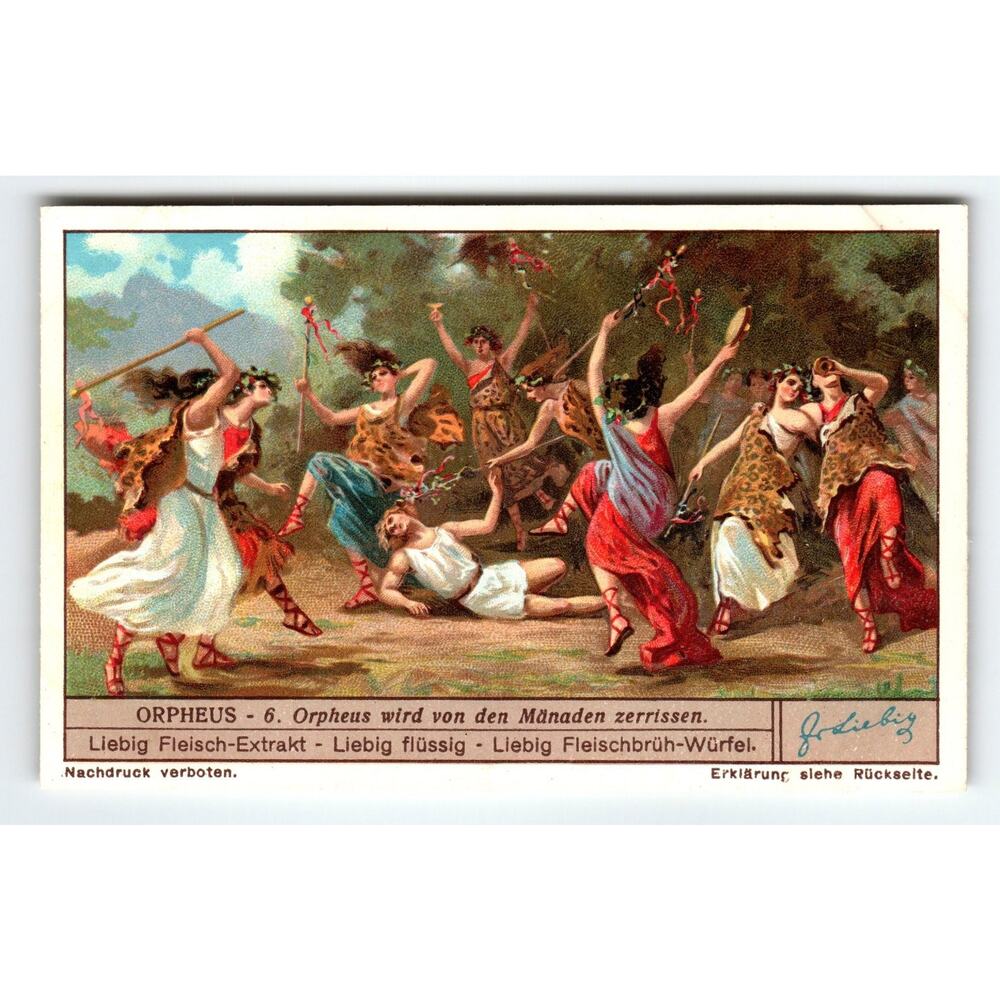 Victorian Liebig Fleisch-Extrakt Trade Card Orpheus Myth Scene